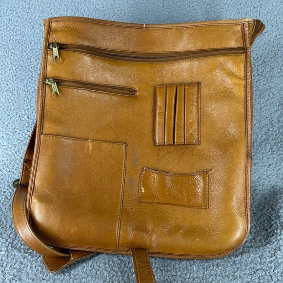 Boulder Ridge Leather Book Bag Messenger Shoulder Strap Heavy Worn In School - Picture 8 of 16